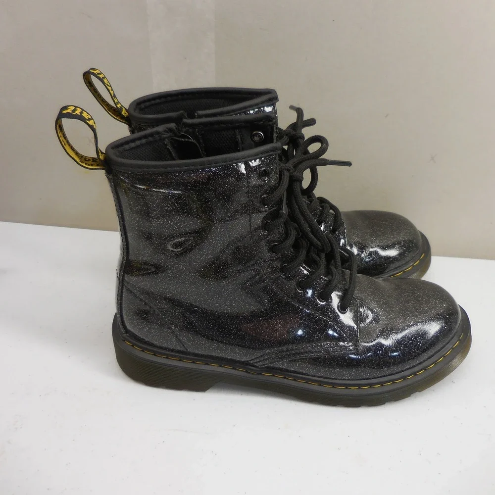 Dr. Martens 1460 Glitter J Black Sparkle Lace Up Zip Boots US 4 UK 3 EU 36